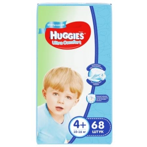 Подгузники Huggies Ultra Comfort для мальчиков 4+ (10-16 кг) 68 шт